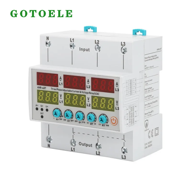 AVR-63T থ্রি ফেজ অ্যাডজাস্টেবল কারেন্ট এবং ভোল্টেজ প্রোটেকশন রিলে